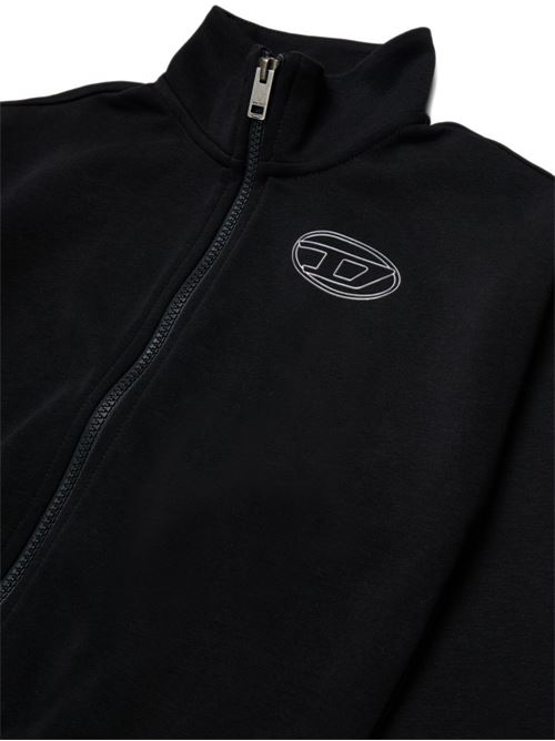Felpa bambina Diesel Salila nera con zip e logo Oval D DIESEL KIDS | J02916KYAZ3K900